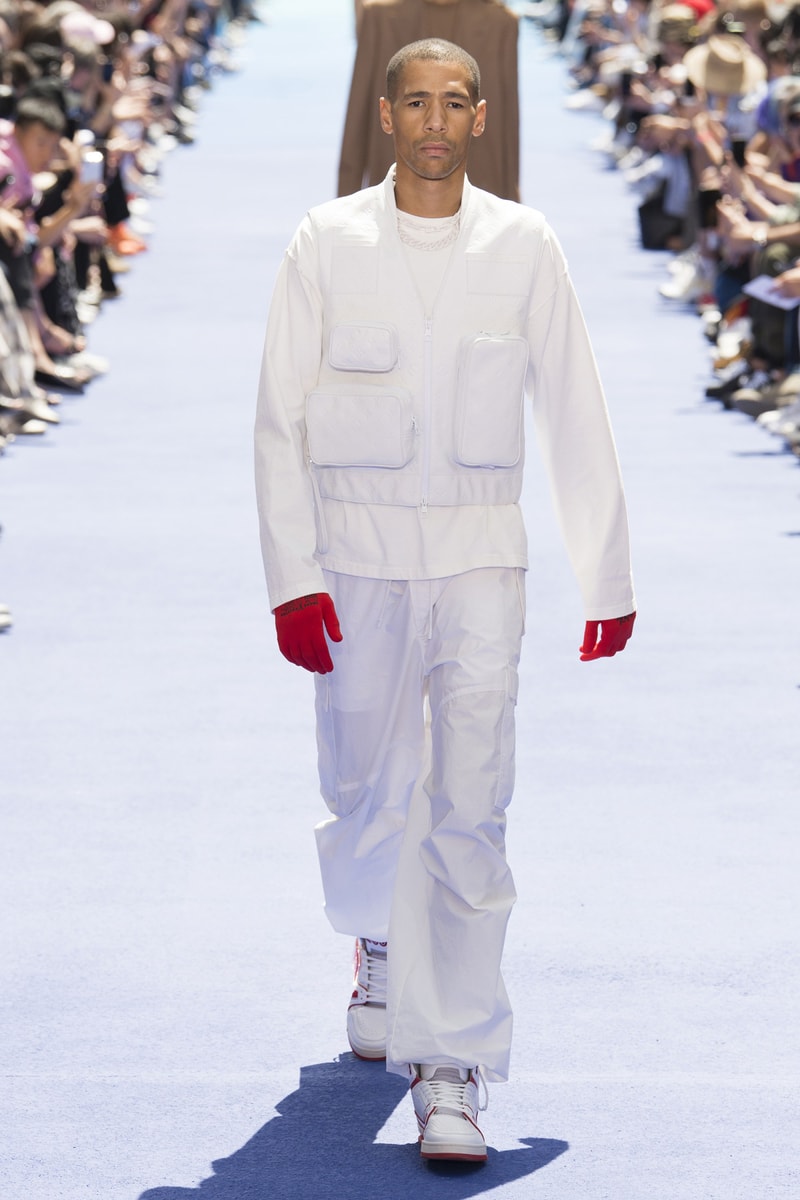Lucien Clarke Skates skateboarding video Virgil Abloh LV Vest monogram louis vuitton jacket white paris fashion week runway sneaker red gloves 2018 2019 spring summer