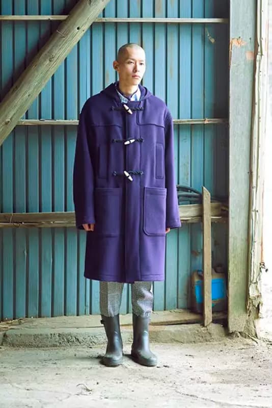 Markaware Fall Winter 2018 Lookbook Shunsuke Ishikawa outerwear jackets hoodies sweatshirts suits plaid houndstooth patterns suits menswear Japanese fashion outdoors cold weather collection