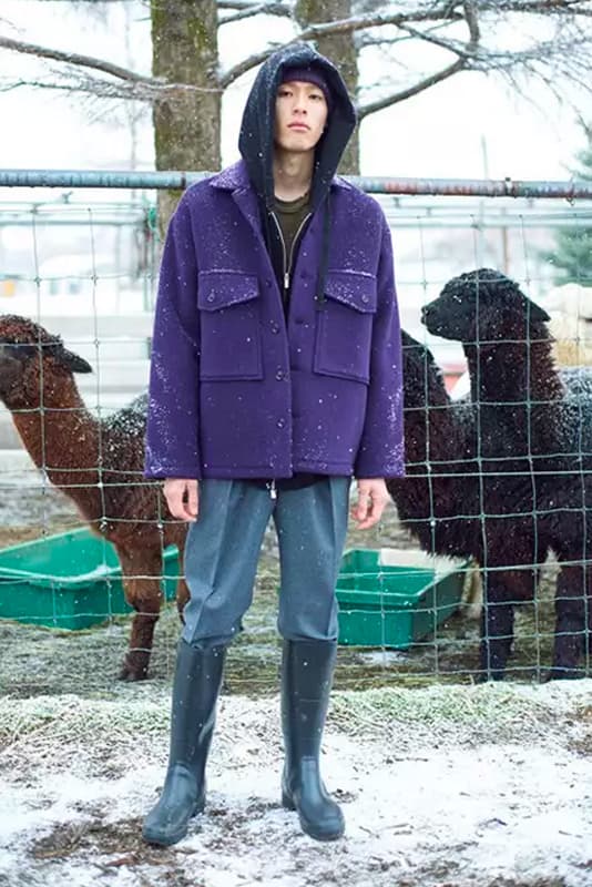 Markaware Fall Winter 2018 Lookbook Shunsuke Ishikawa outerwear jackets hoodies sweatshirts suits plaid houndstooth patterns suits menswear Japanese fashion outdoors cold weather collection