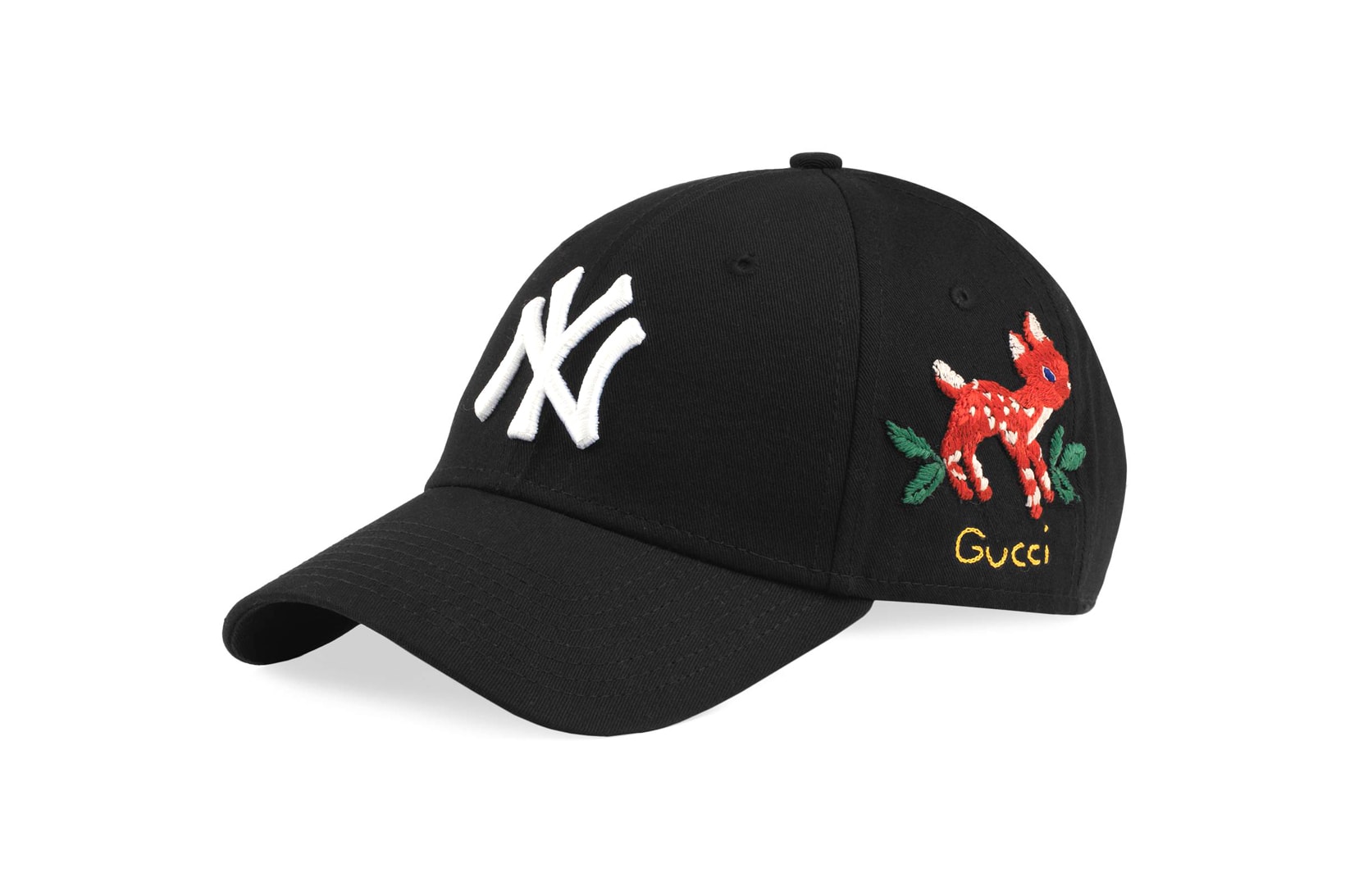 Gucci NY Yankees Black Embroidered Baseball Cap