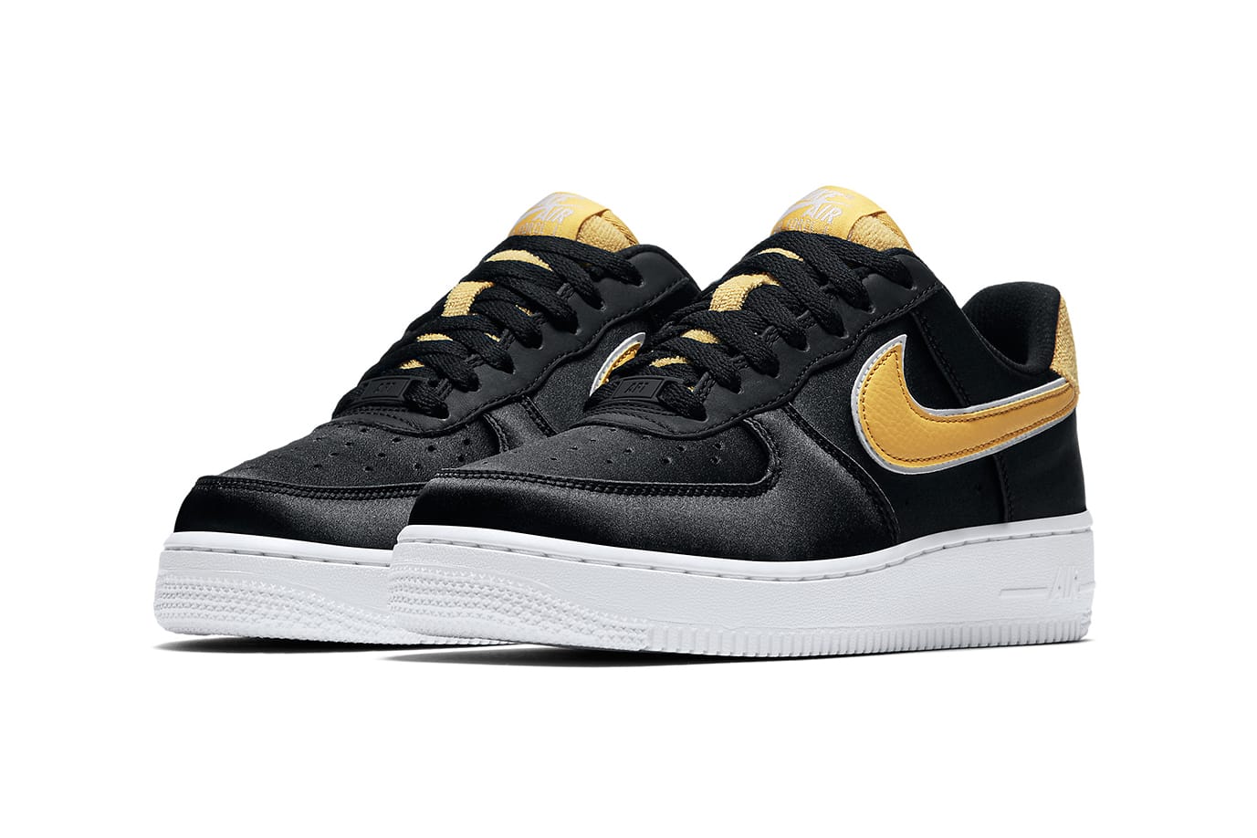 Nike Air Force 1 Low in Satin Black and 
