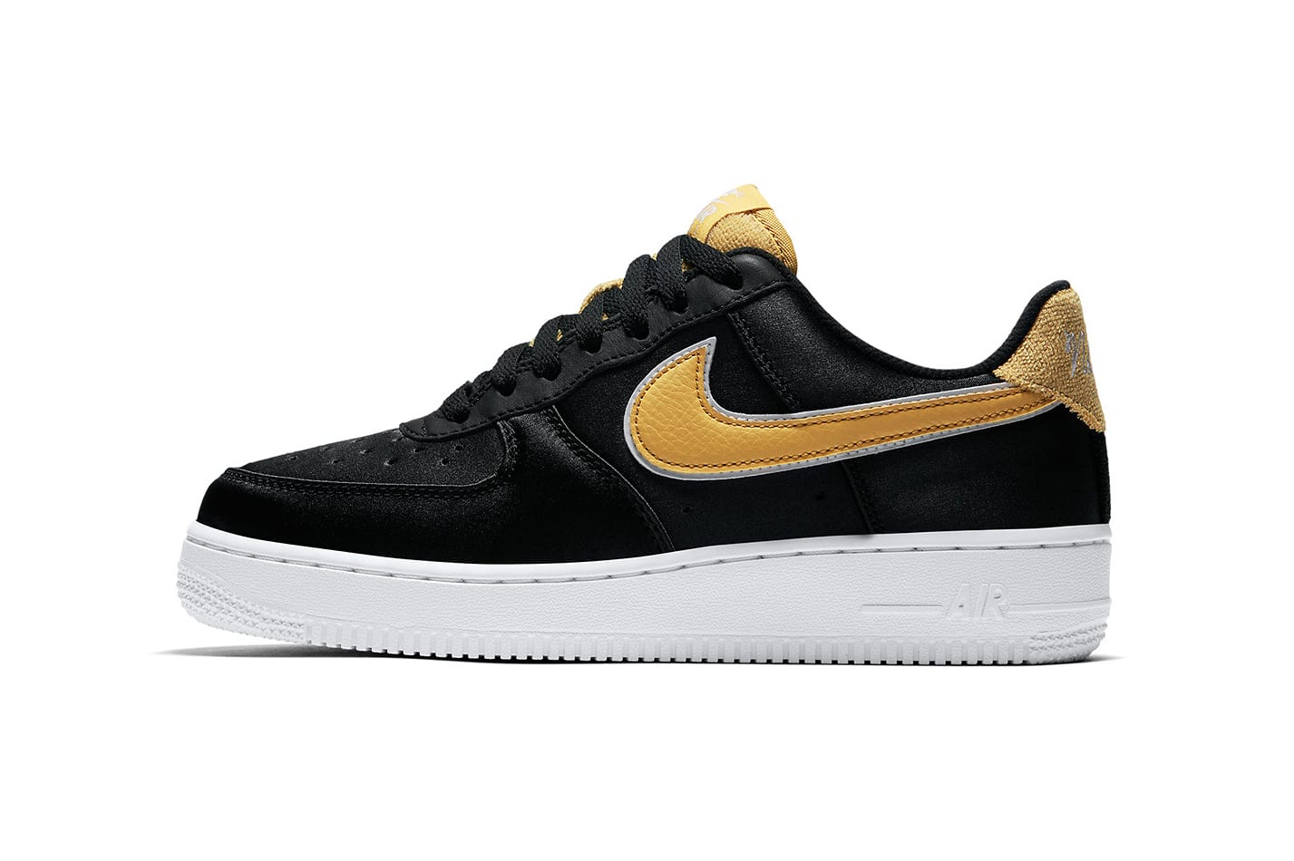 black white and gold air force ones