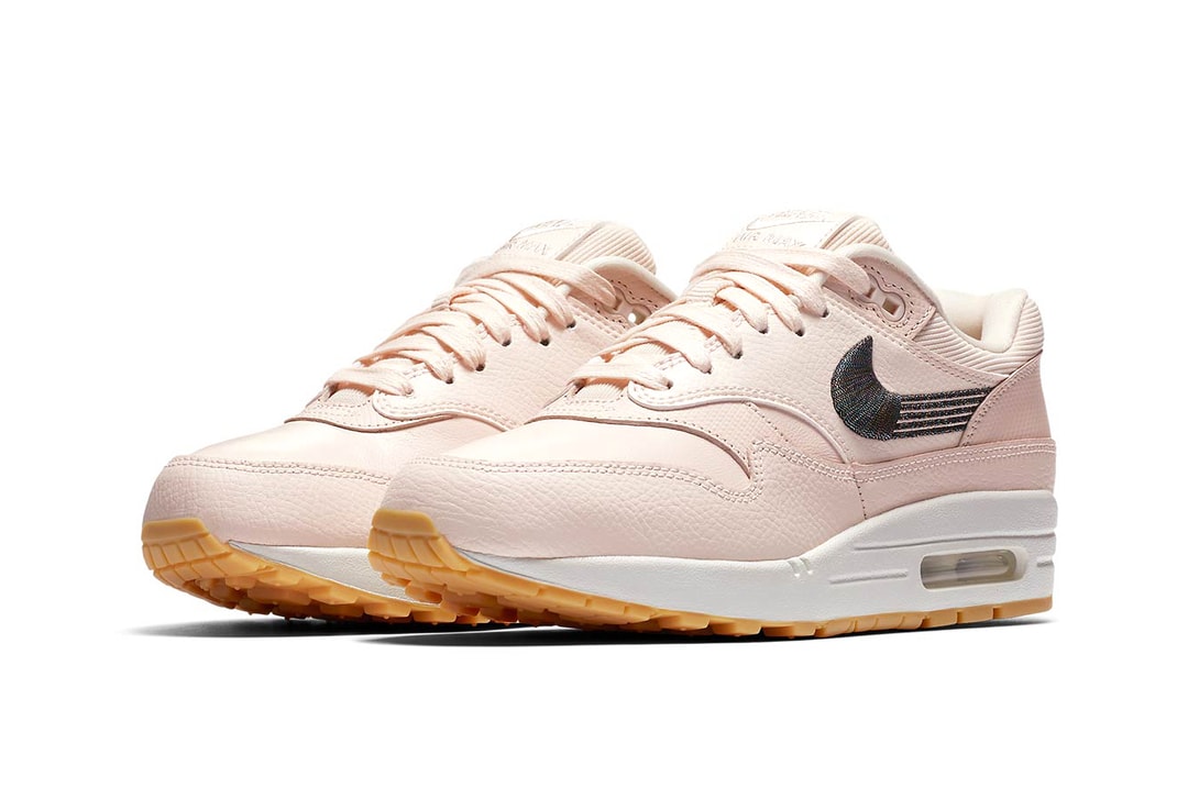 Nike Air Max 1 Premium Motion Swoosh Pink/Wheat Team Orange Multicolor Slotted Swoosh