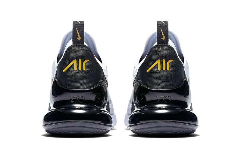 Nike Air Max 270 white metallic gold black colorway available now release date sneaker footwear purchase price release info