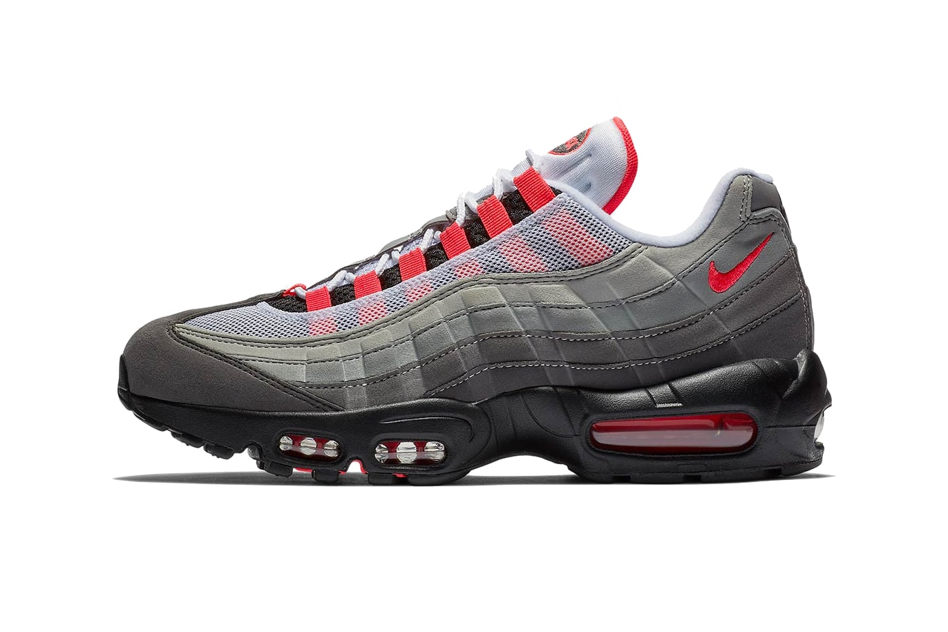 Nike Air Max 95 OG Grey Solar Red Release Date launch sneaker release date cop buy purchase shop info july 19 2018AT2865-100 160 usd