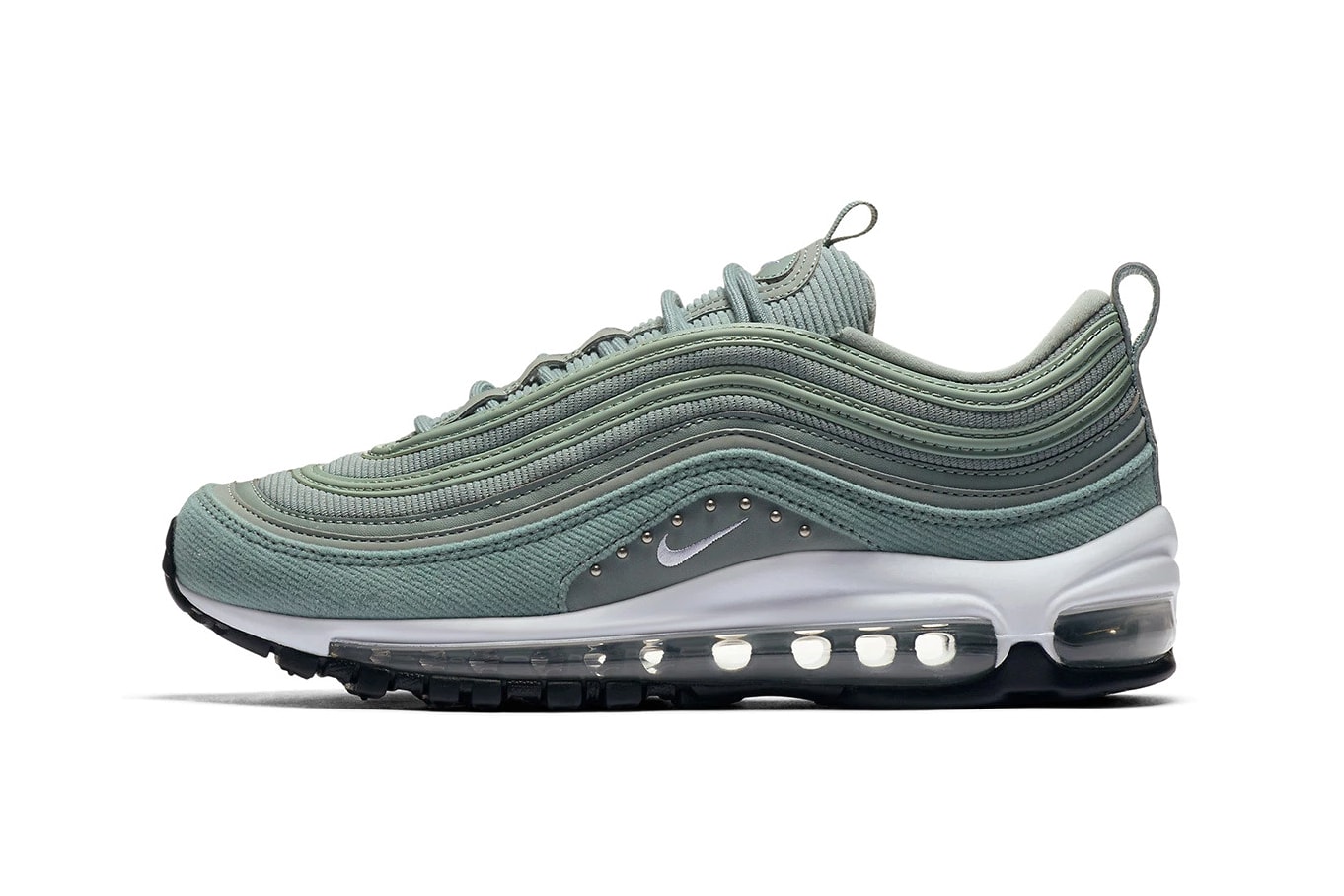 Nike Air Max 97 Mica Green Corduroy Studs Release Details Footwear Shoes Trainers Sneakers Kicks Date Coming Soon Purchase Cop Buy