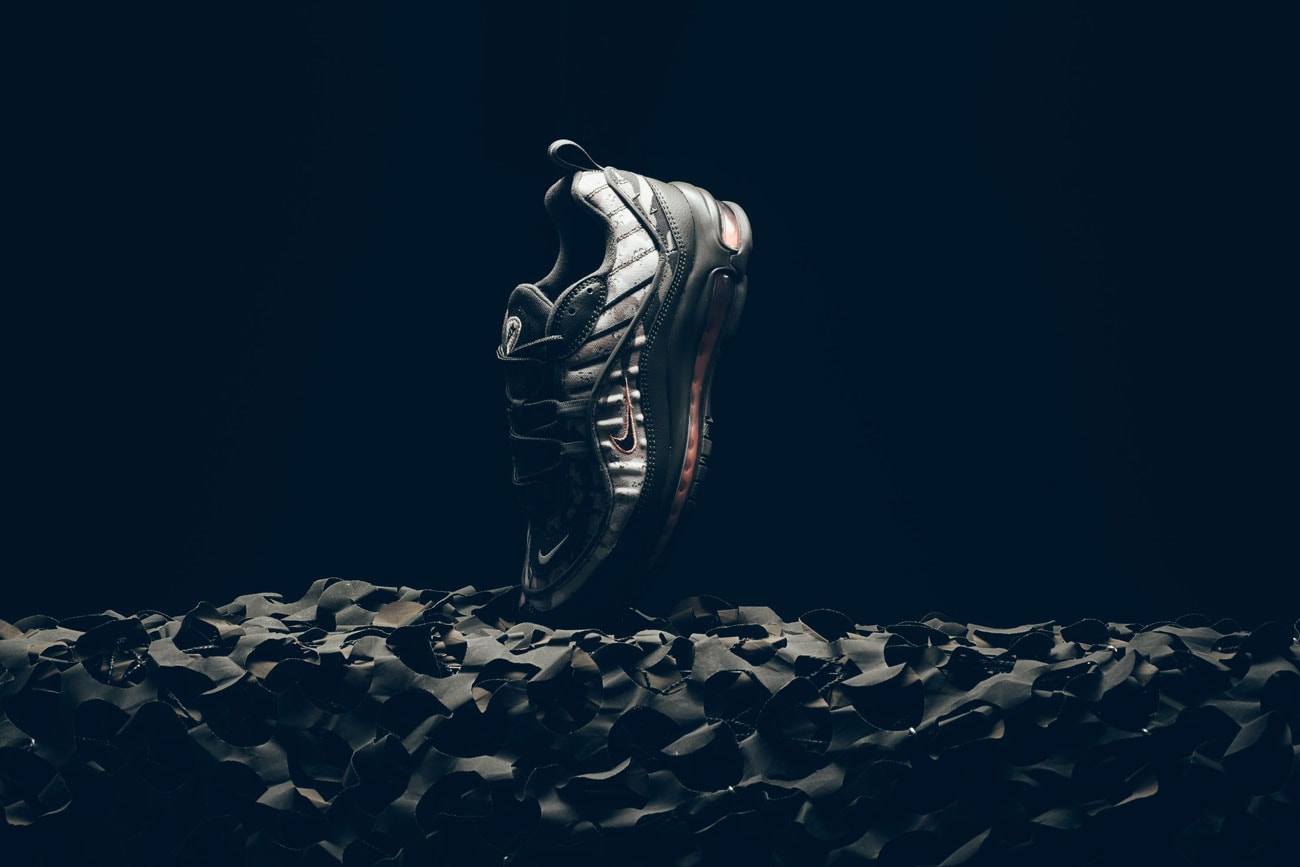 Nike Air Max 98 Cargo Khaki Sunset Tint Camouflage Army military pattern drop release date info closer look buy purchase sale