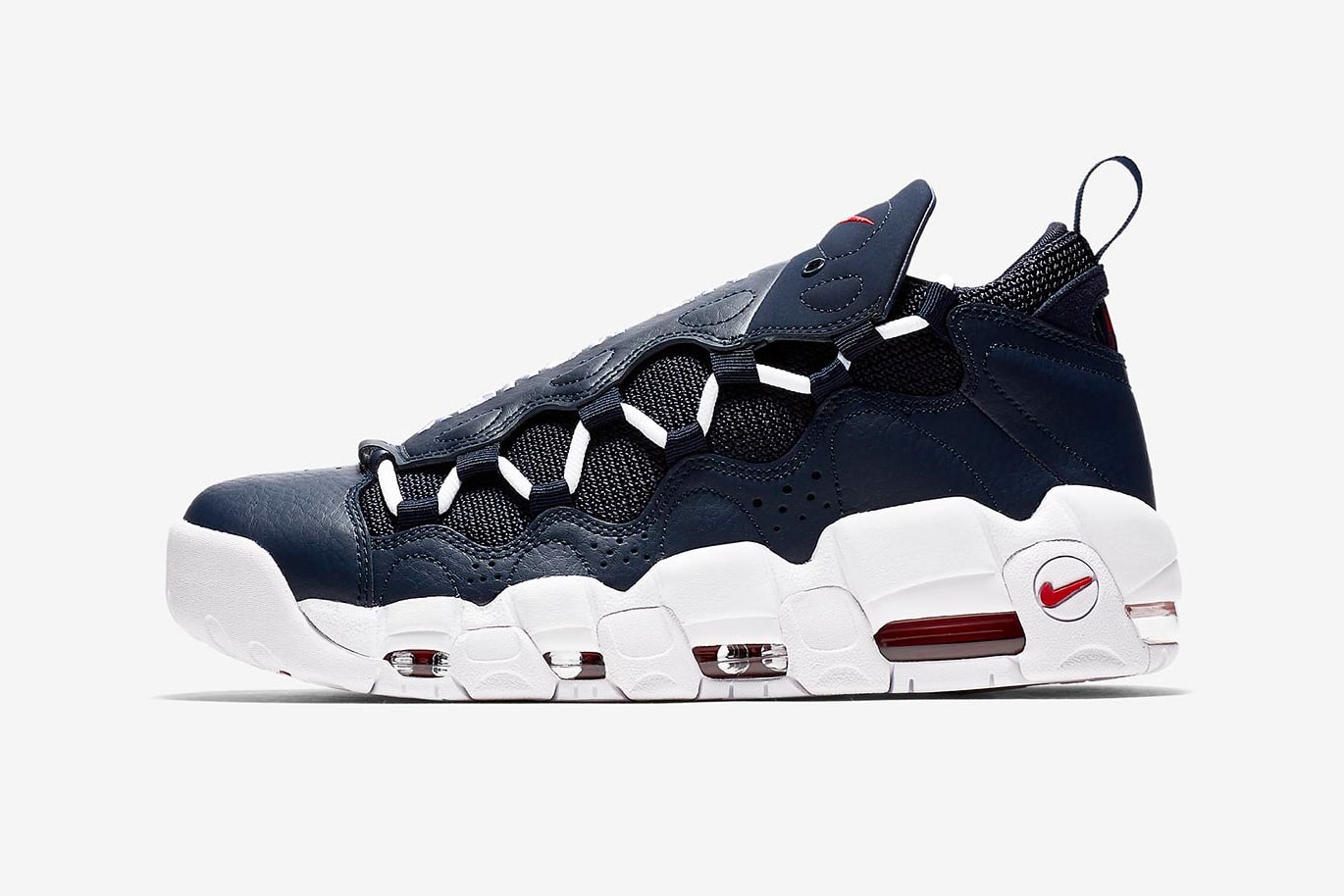 Nike Air More Money Navy Red Release date sneaker price tonal leather 