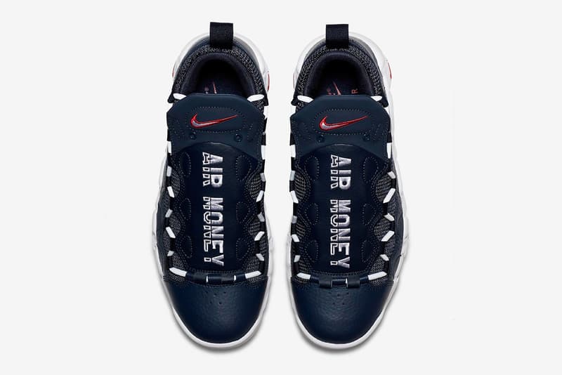 Nike Air More Money Navy Red Release date sneaker price tonal leather 