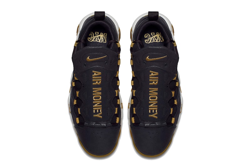 Nike Air More Money nyc brooklyn new york city Oil Grey Metallic Gold Sail Style Code AR5401-001