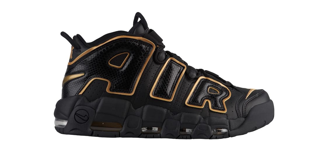 nike air uptempo black and gold