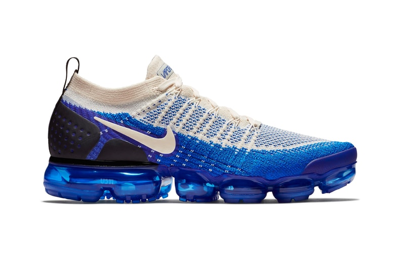 Nike Air VaporMax 2 Light Cream Racer Blue running flyknit summer 2018 sneakers