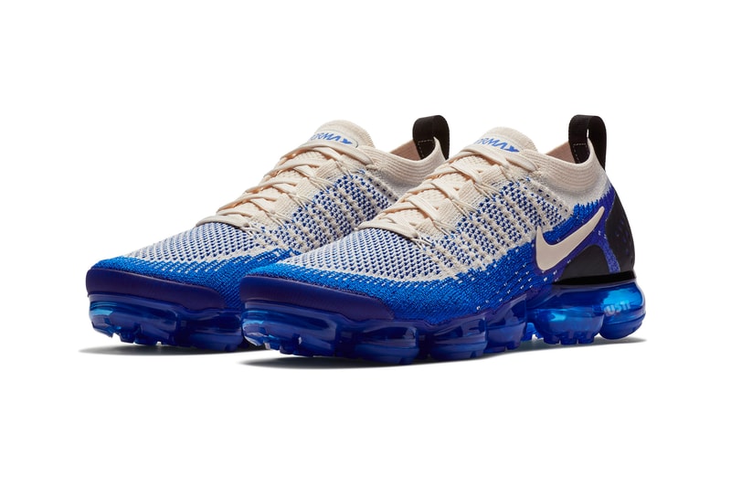 Nike Air VaporMax 2 Light Cream Racer Blue running flyknit summer 2018 sneakers