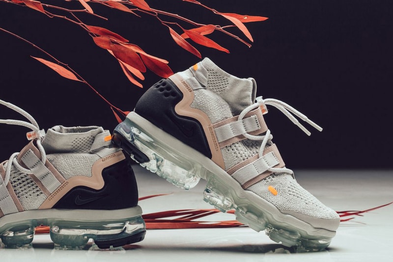 nike air vapormax utility flyknit light bone summit white feature sneaker boutique july 6 2018 drop release date official colorway look purchase buy shop feature sneaker boutique