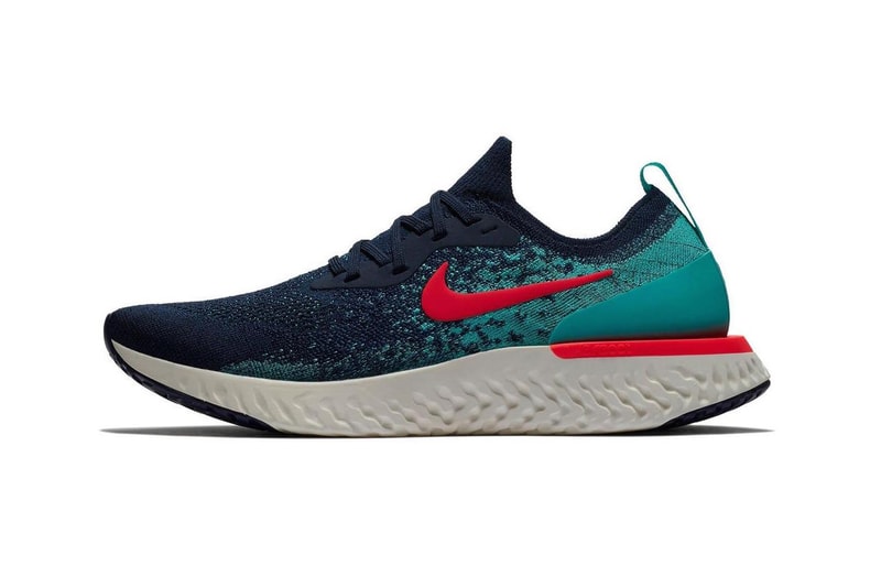 nike epic react flyknit college navy jade release footwear sneakers running shoes