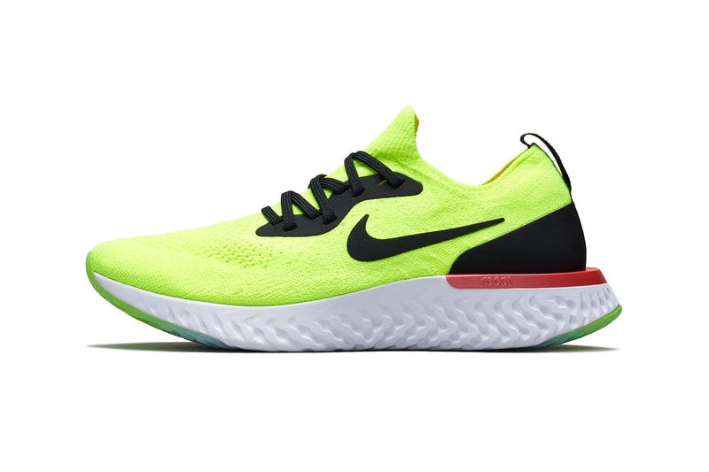 Nike Epic React Flyknit "Volt/Bright Crimson" release date info sneaker price purchase yellow white