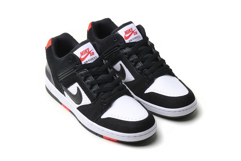Nike SB Air Force 2 Unveils Bred black white habanero red release info skateboarding sneakers