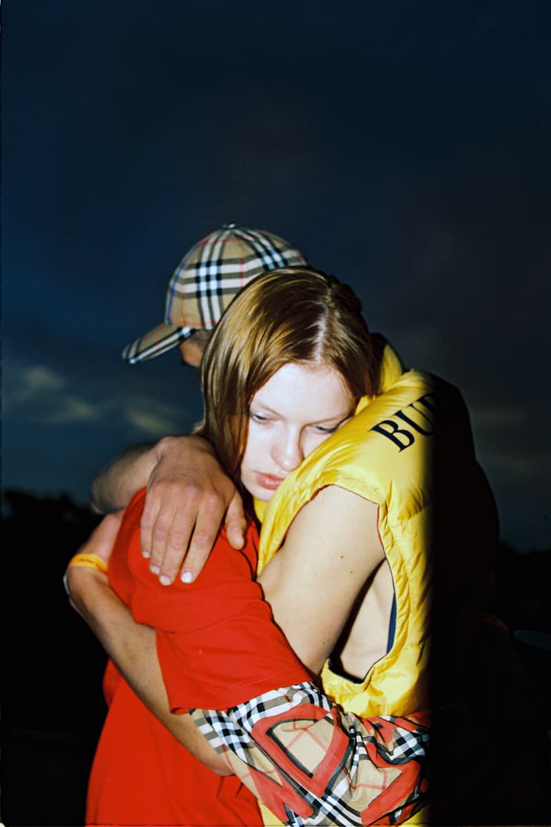 opening ceremony burberry capsule collaboration exclusive plaid check track suit red retro logo fall winter 2018 capsule july 13 drop release date buy purchase look book release