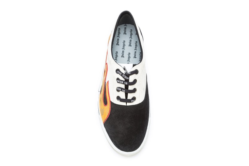 Palm Angels Flame Sneakers Low Top Farfetch fall winter 2018 462 usd buy release date info trend fire black white branding logo distressed