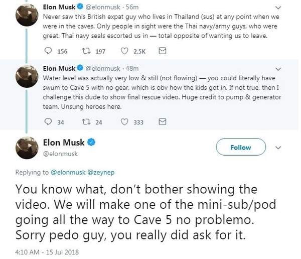 Elon Musk Flooded Thailand Cave Rescue Twitter Outburst Tweet Tesla Pedo Guy Tham Luang Caverns Vern Unsworth