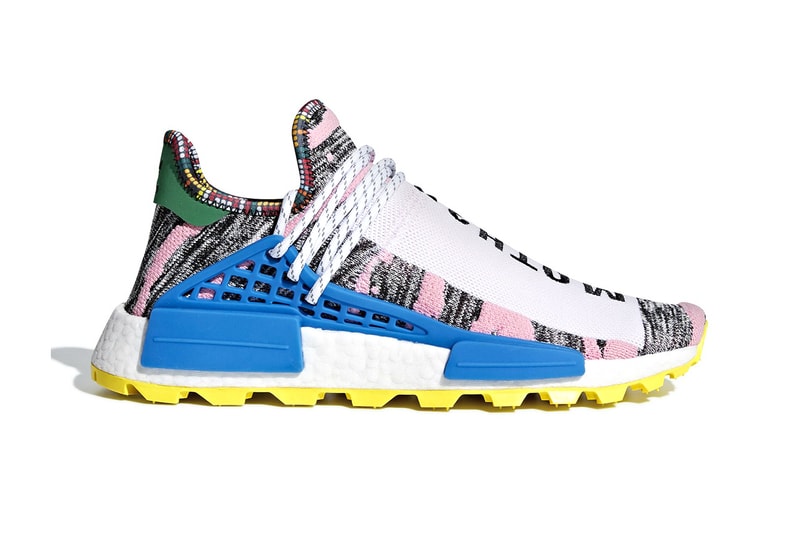 Pharrell williams adidas originals NMD Hu MOTH3R Official Look blue yellow green pink white black