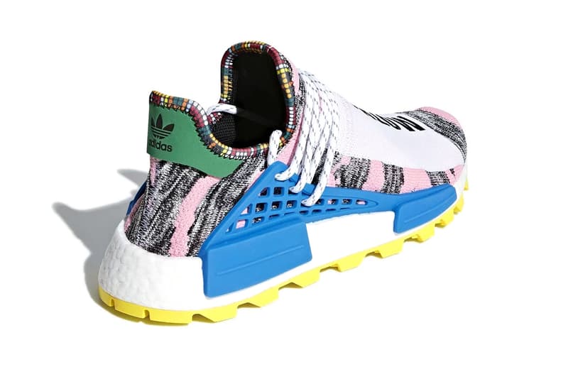 Pharrell williams adidas originals NMD Hu MOTH3R Official Look blue yellow green pink white black