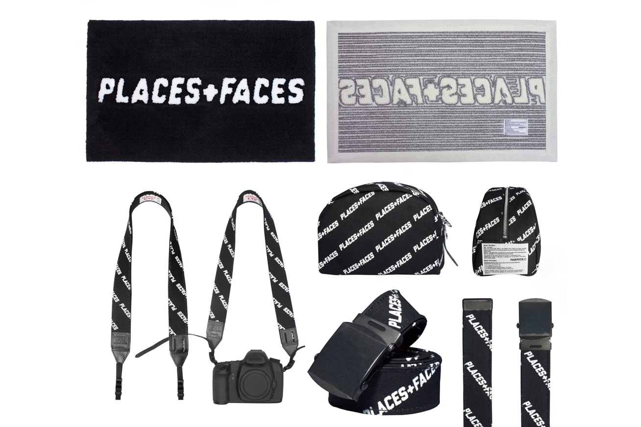 Places + Faces Spring Summer 2018 Windbreaker Side stripe pants PVC Side Tote bag 5 year anniversary Flags T-shirt hoodie Medicom Fabricks Collaboration Pillow Floor matt slippers utility belt Skate Deck Accessories Sharpie Disposable Camera Water Pistol USB 3.0 Deck of Cards Wallet Cardholder Lanyard