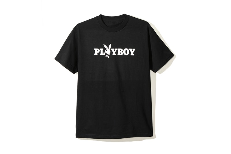 playboy white label anti social social club collaboration collection july 13 2018 black tee shirt rabbit bunny head logo branding