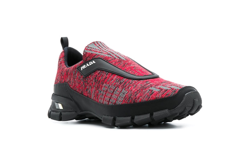 PRADA Cross Action Slip-On Sneakers Red Knit FARFETCH