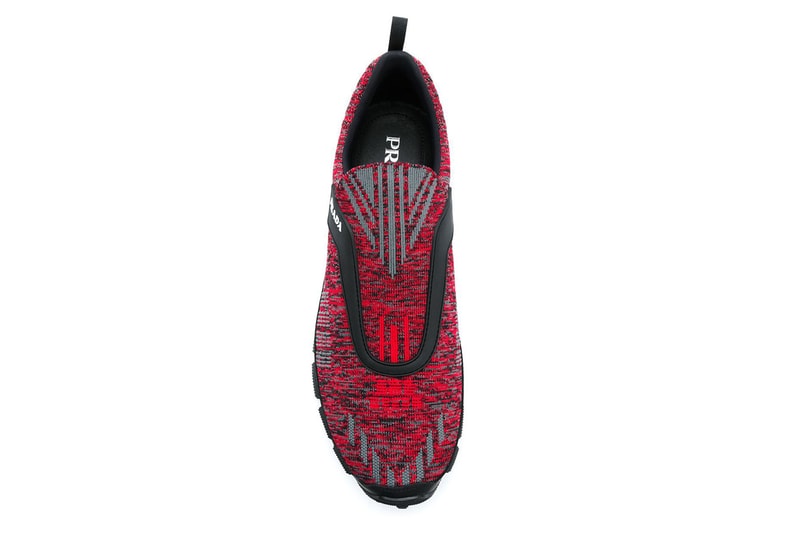 PRADA Cross Action Slip-On Sneakers Red Knit FARFETCH
