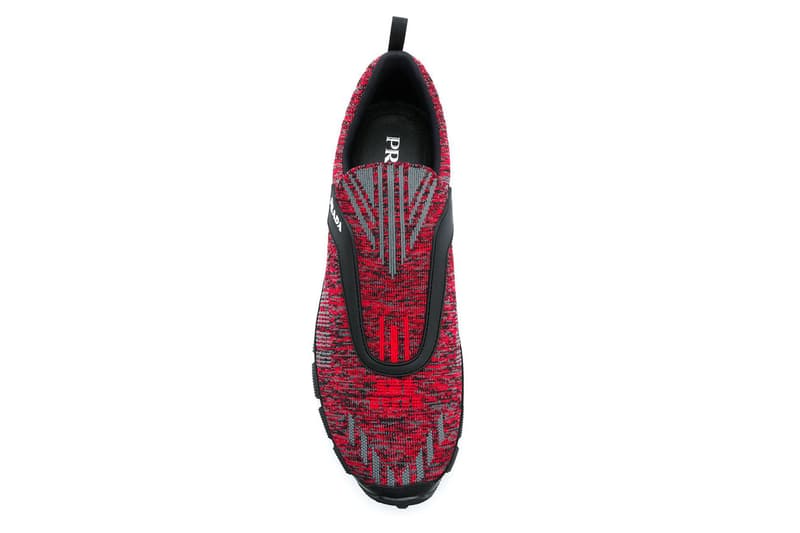 PRADA Cross Action Slip-On Sneakers Red Knit FARFETCH