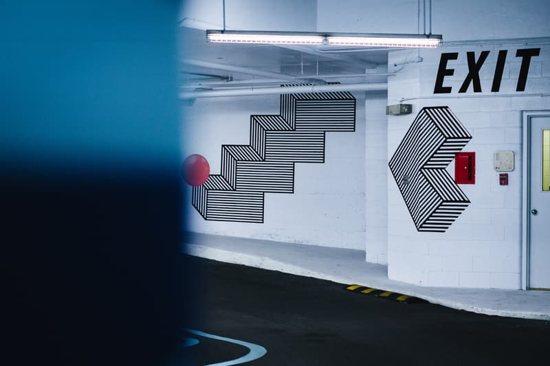 cyrcle lune rouge lndmrk underground parking garage installation murals artworks street art paintings