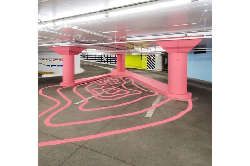 cyrcle lune rouge lndmrk underground parking garage installation murals artworks street art paintings