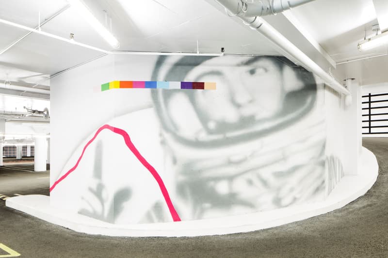 cyrcle lune rouge lndmrk underground parking garage installation murals artworks street art paintings