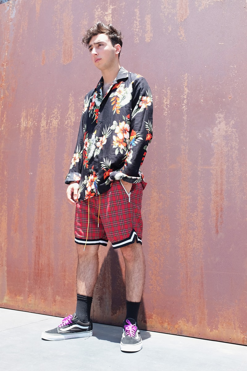 maxfield la rhude exclusive drop pop up shop exhibit los angeles july 13 2018 tee shirt hoodie track pants shirt printed aloha hawaiian shirt exclusive lookbook sneaker