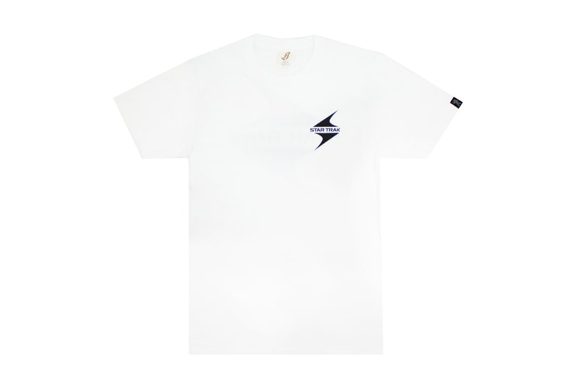 star trak billionaire boys club collaboration collection white short sleeve tee shirt black logo