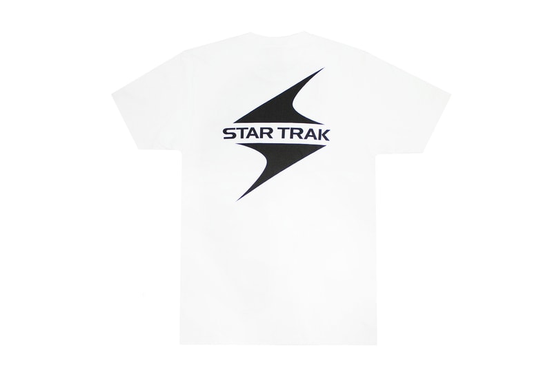 star trak billionaire boys club collaboration collection white short sleeve tee shirt black logo