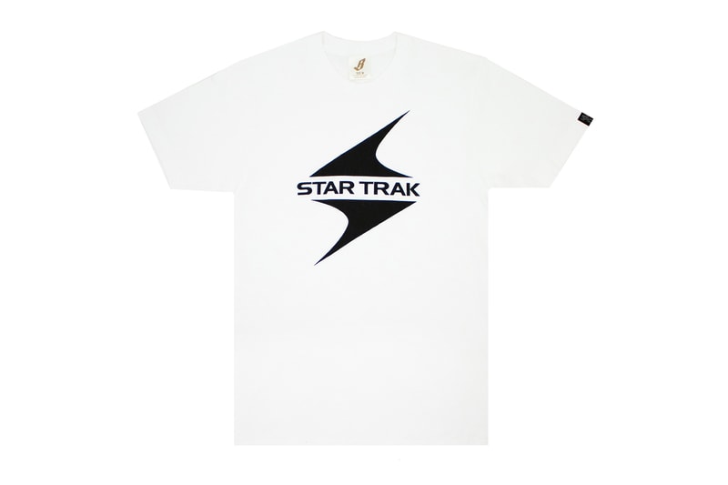 star trak billionaire boys club collaboration collection white short sleeve tee shirt black logo