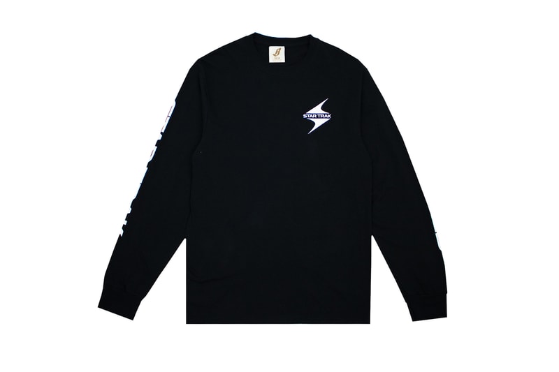 star trak billionaire boys club collaboration collection white long sleeve tee shirt black logo