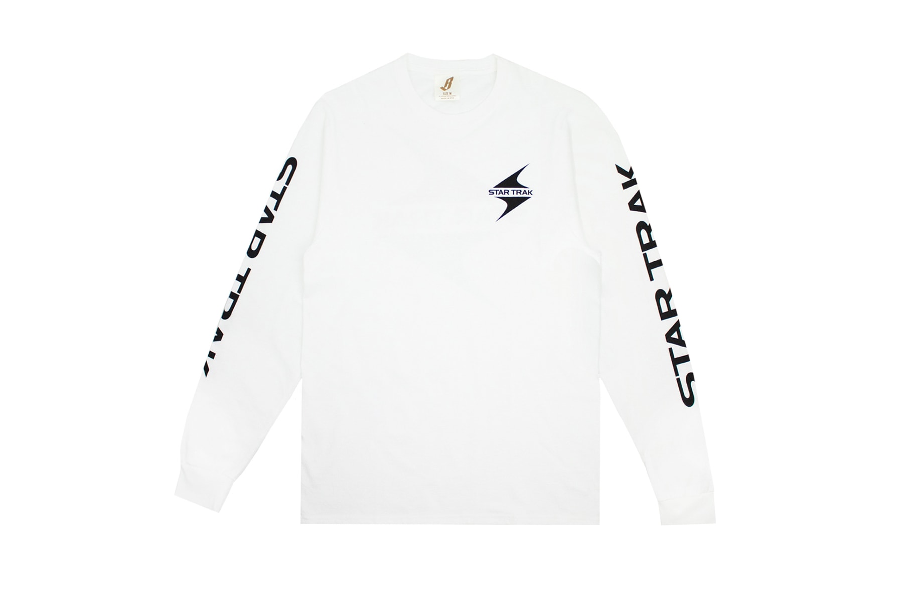 star trak billionaire boys club collaboration collection white long sleeve tee shirt black logo