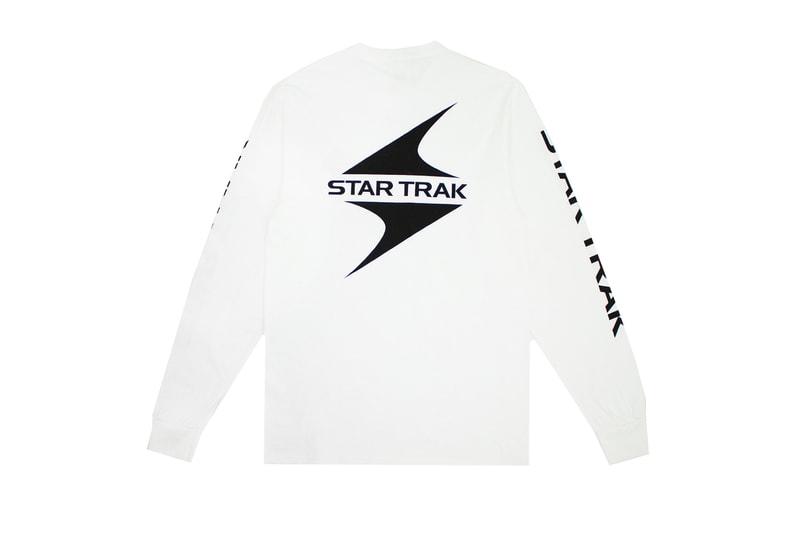 star trak billionaire boys club collaboration collection white long sleeve tee shirt black logo