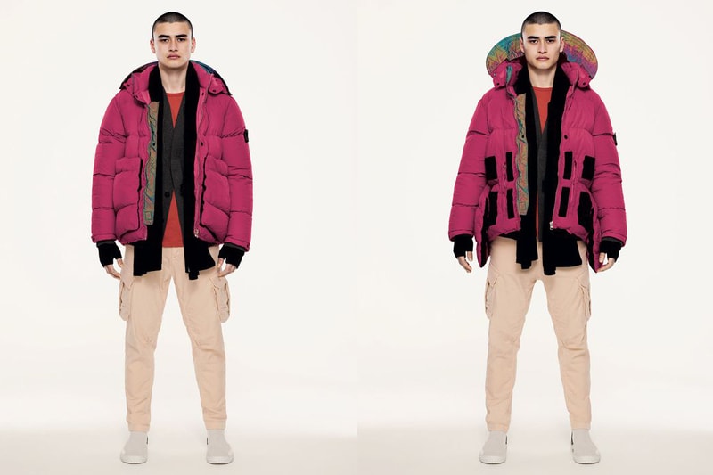 Stone Island Shadow Project 10 Year Anniversary Collection Jackets Vest iridescent Pink Scarf Chelsea Boot Shoes