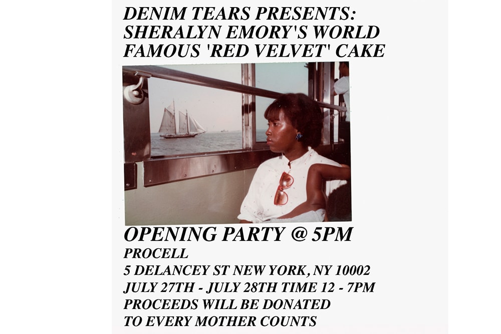 Tremaine Emory Mothers Charity Pop-Up Event Red Velvet Cake T Shirt Denim Tears New York No Vacancy inn