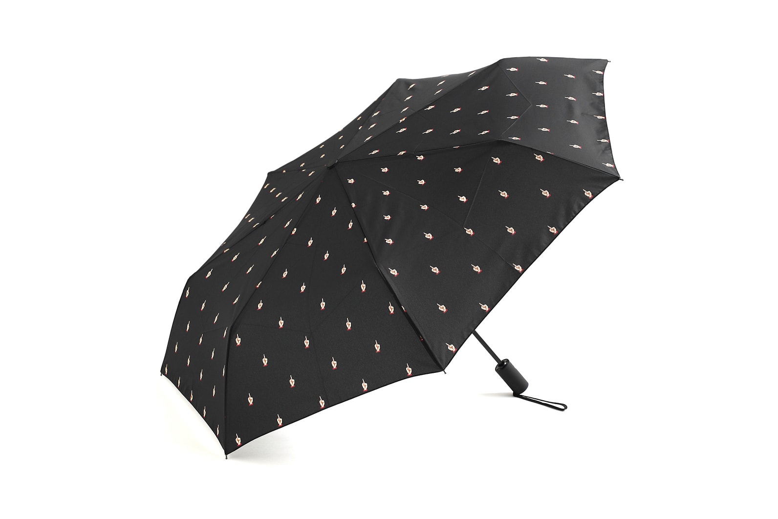 undercover kiu collaboration july 21 2018 printed umbrellas black white middle finger graphic zipper pocket