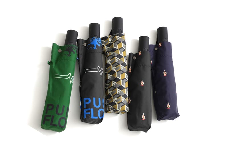 undercover kiu collaboration july 21 2018 printed umbrellas black white middle finger graphic zipper pocket goyard fuck pattern black green brain castle punk floyd