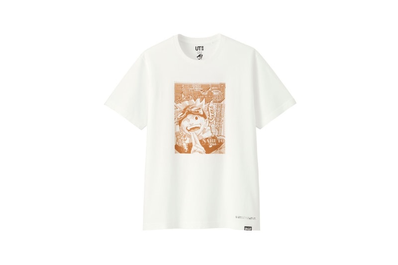 shonen jump uniqlo ut graphic tee shirt collaboration final white orange naruto print cover first manga chapter
