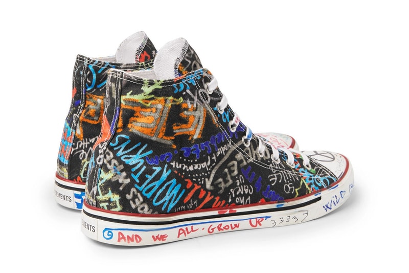 Vetements Graffiti High Top Canvas Sneakers Demna Gvasalia new 2018 shoes spring summer ss18 print