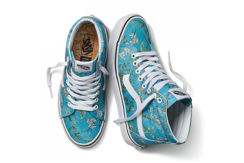 blue vans with flowers