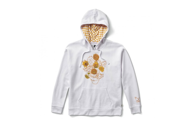 vincent van gogh museum vans collaboration artwork white sunflower hoodie artwork yellow checkerboard