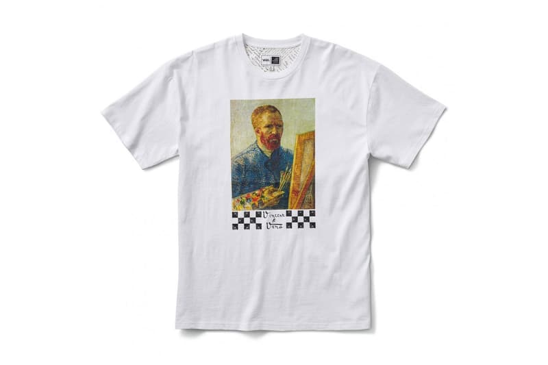 vincent van gogh museum vans collaboration artwork white self portrait painting short sleeve tee shirt